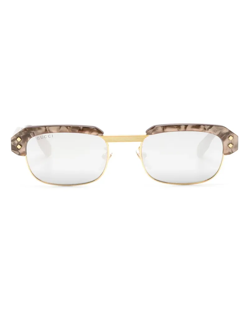 Gucci Eckige Sonnenbrille mit Logo - Braun Braun