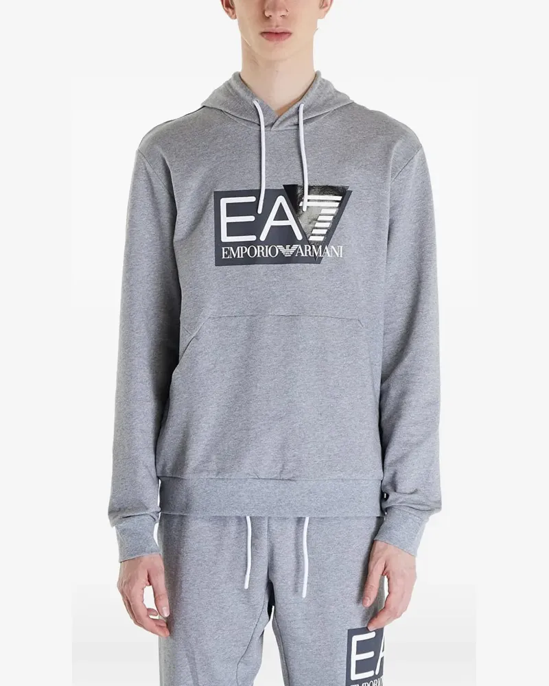 EA7 logo-print drawstring hoodie - Grau Grau