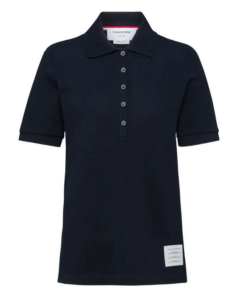 Thom Browne Poloshirt mit gestreiften Rippbündchen - Schwarz Schwarz