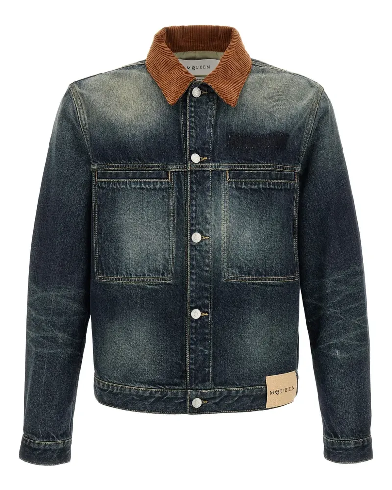 Alexander McQueen Jeansjacke mit Cordkragen - Blau Blau