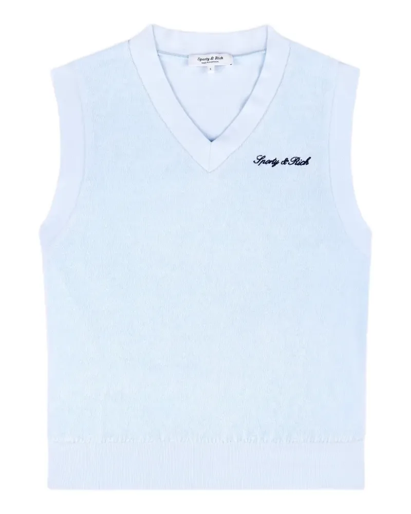 SPORTY & RICH Frottee-Weste mit Logo-Stickerei - Blau Blau
