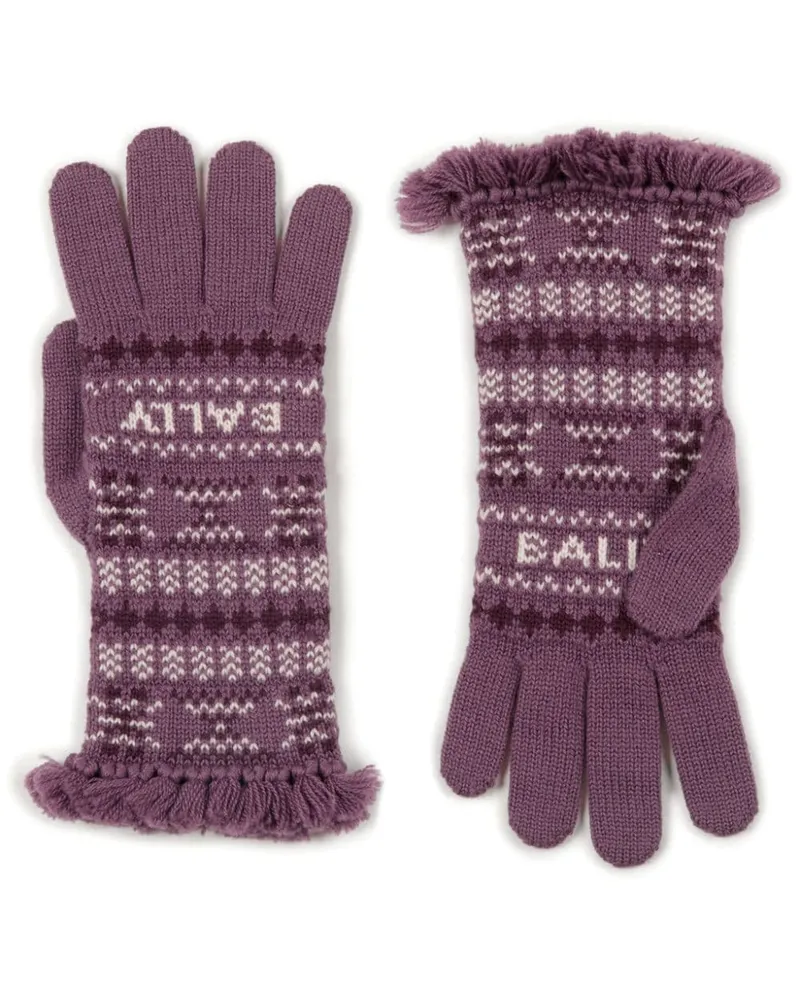Bally Handschuhe mit Fair-Isle-Strickmuster - Violett Violett