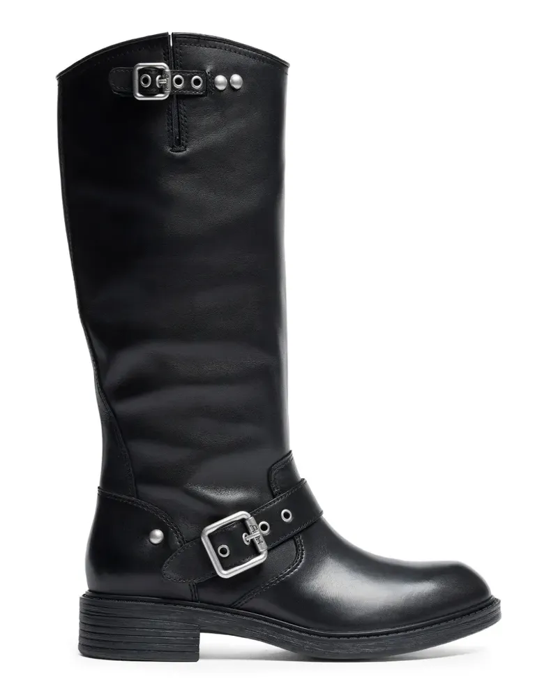 ash Freesia Bikerstiefel mit Schnalle - Schwarz Schwarz