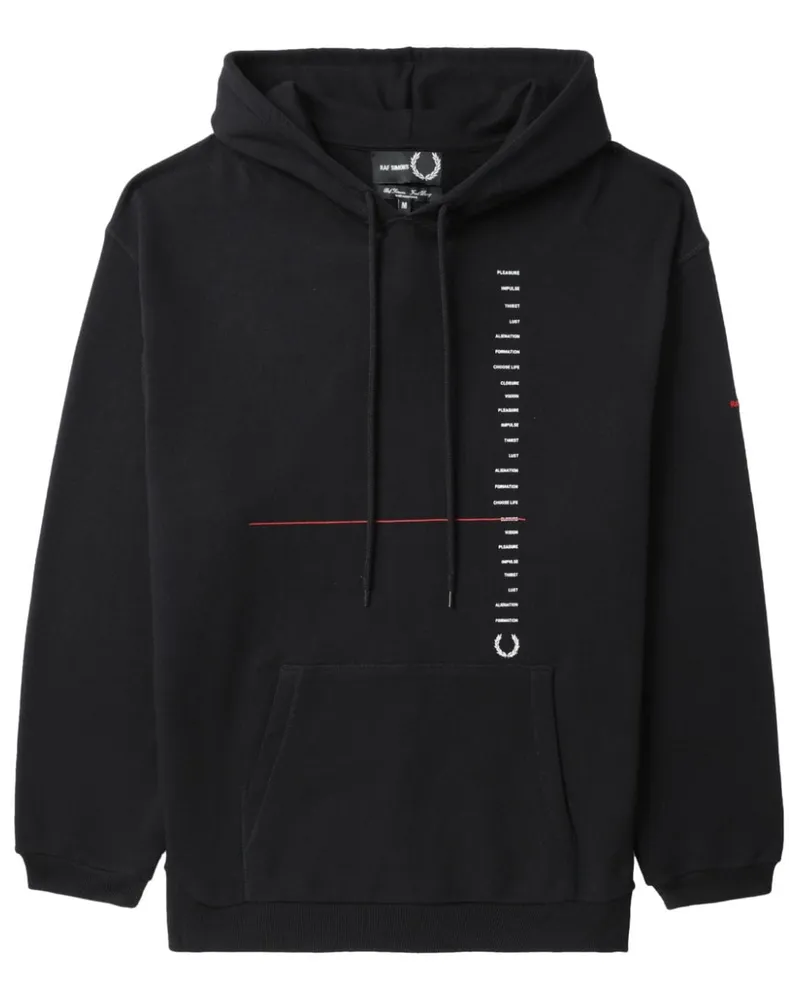 Fred Perry x Raf Simons Hoodie mit Logo-Stickerei - Schwarz Schwarz