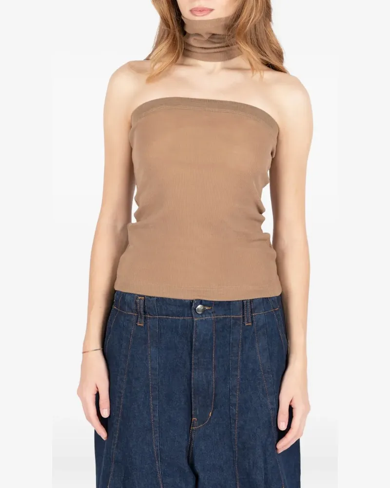 Société Anonyme ribbed bandeau top - Braun Braun