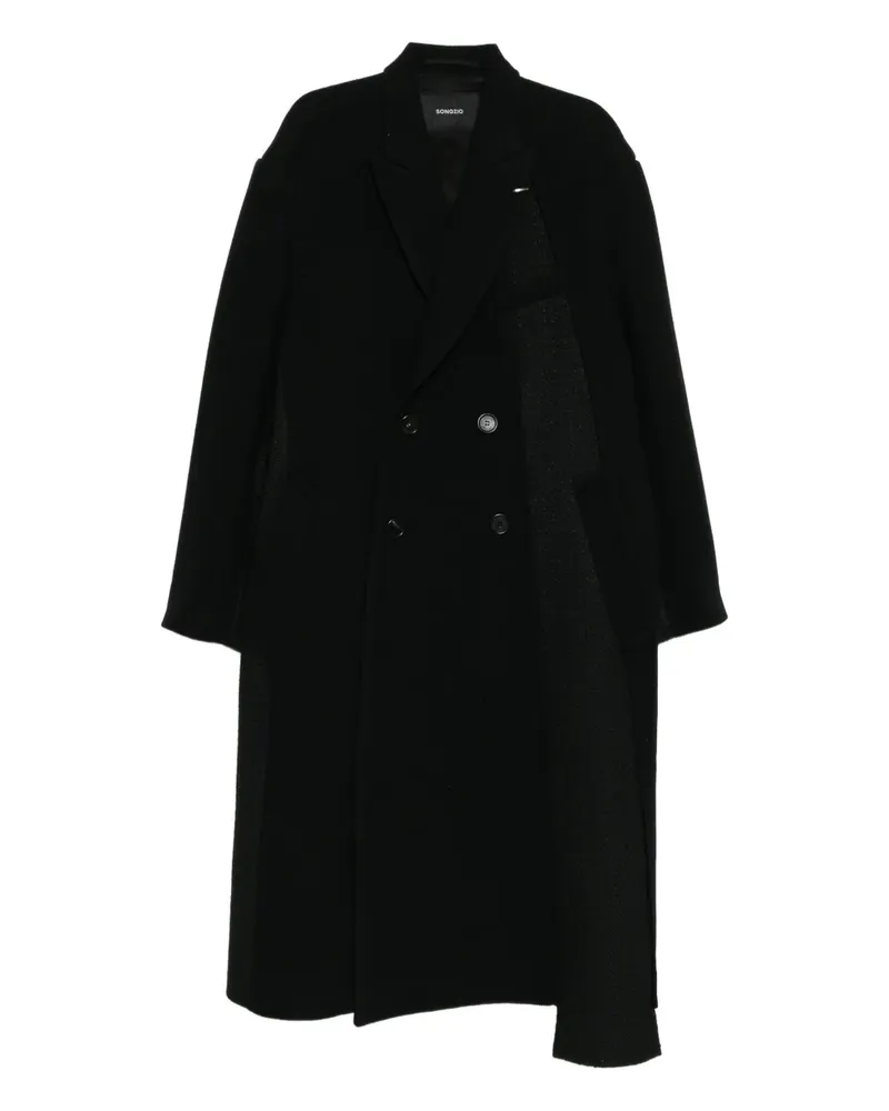 SONGZIO Doppelreihiger Bias Mantel - Schwarz Schwarz