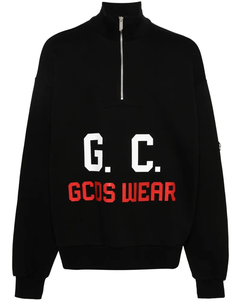 GCDS Sweatshirt mit Reißverschluss Schwarz