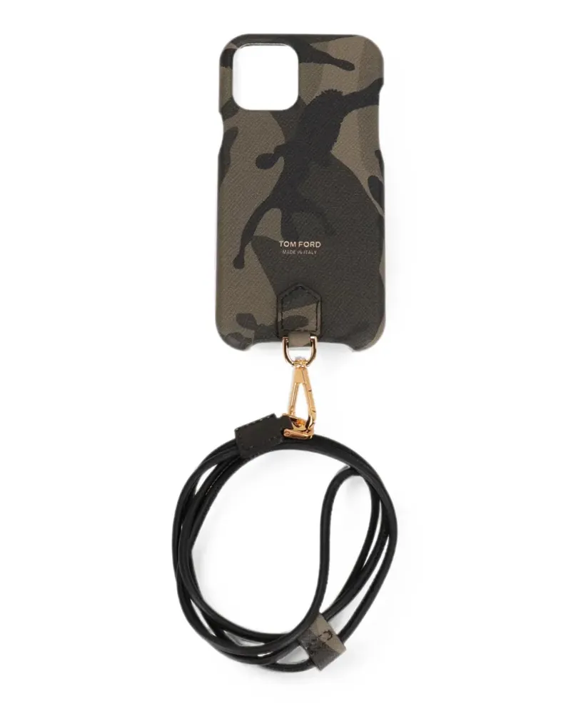 Tom Ford camouflage-print lanyard phone case - Grün Grün