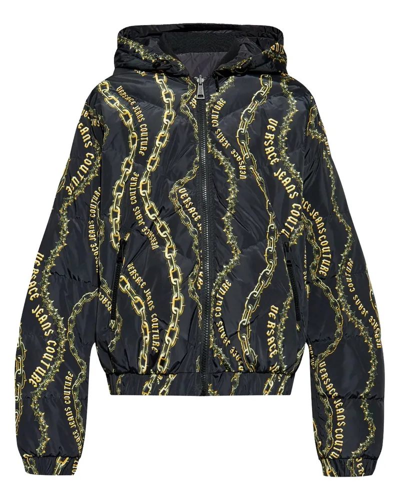 Versace Jeans Wendbare Kapuzenjacke mit Kette-Print - Schwarz Schwarz