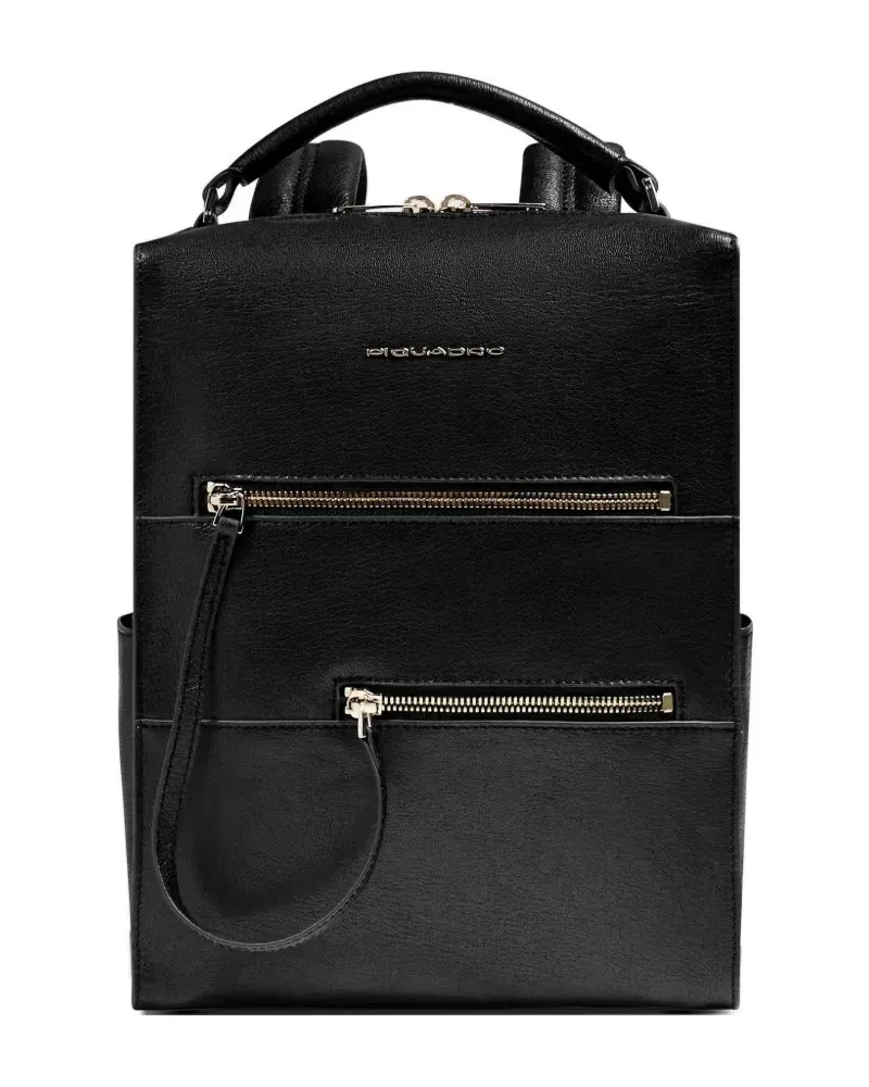 Piquadro ipad leather backpack - Schwarz Schwarz
