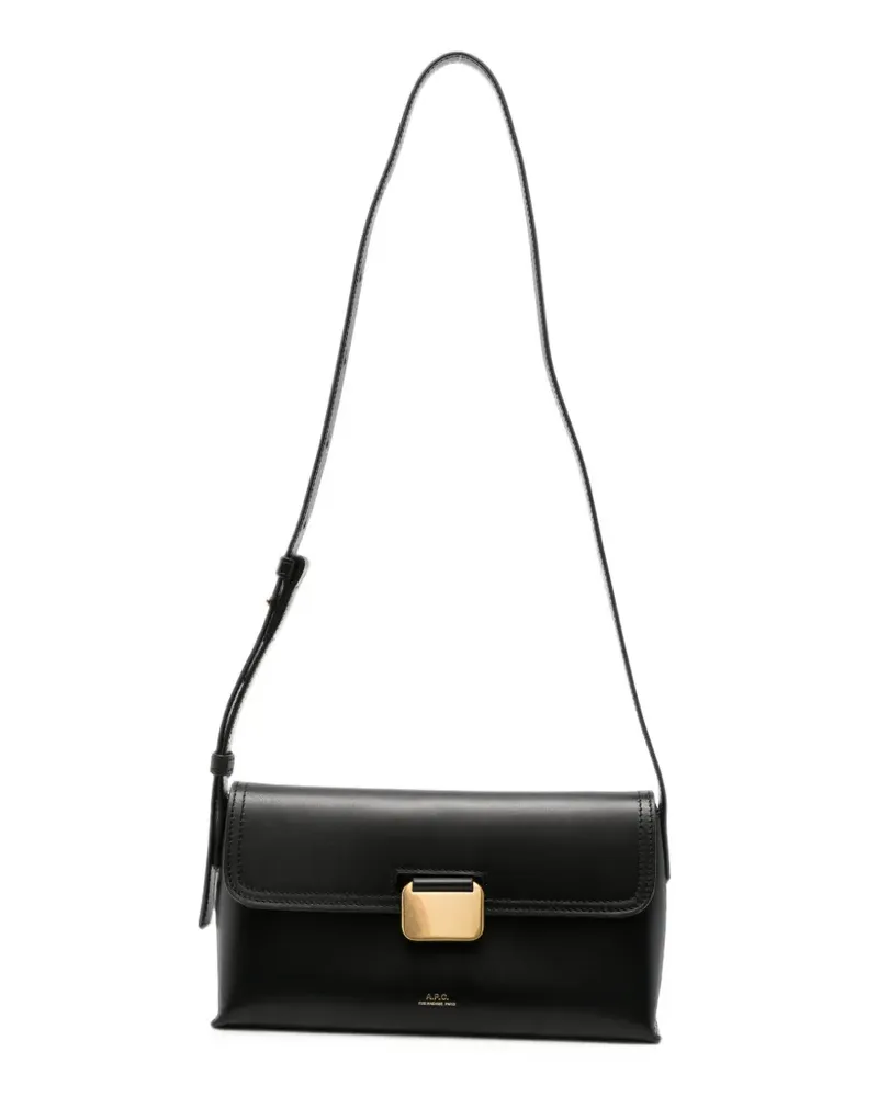 A.P.C. small Simone logo-print leather shoulder bag - Schwarz Schwarz