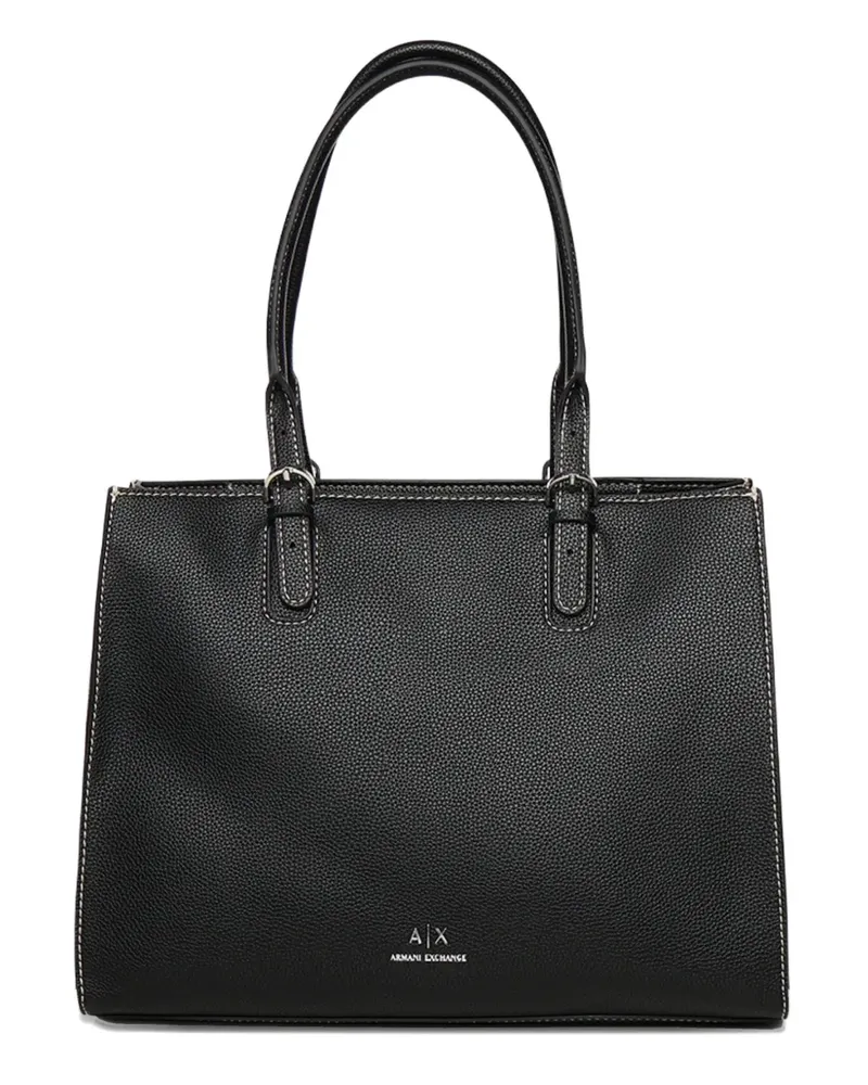 Armani Exchange Schultertasche mit Logo-Schild - Schwarz Schwarz