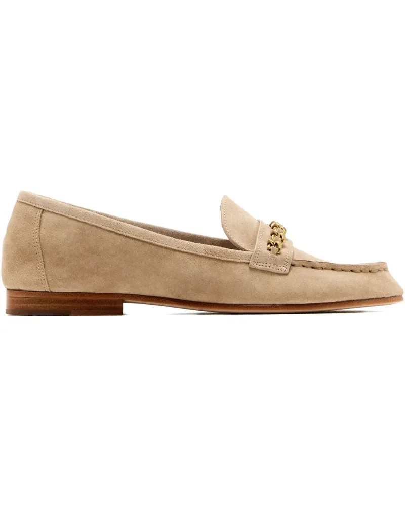 Veronica Beard chain-embellished suede loafers - Nude Nude