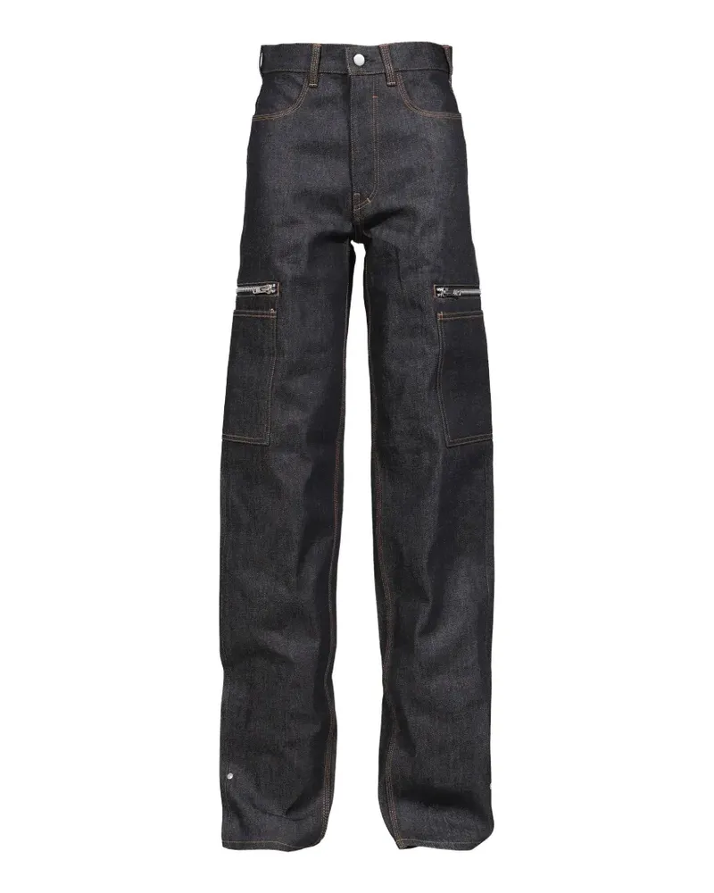 Matthew Williamson raw zip-pocket cargo pants - Blau Blau