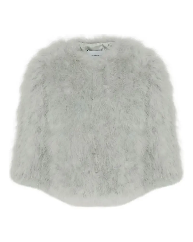 Yves Salomon Cropped-Jacke mit Truthahnfedern - Grau Grau