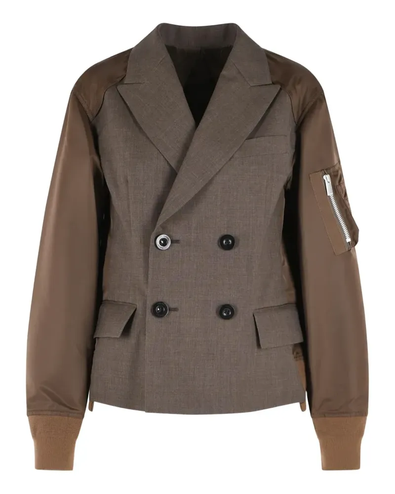 Sacai double-breasted panelled jacket - Braun Braun