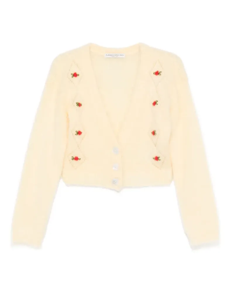 Alessandra Rich Cropped-Cardigan mit V-Ausschnitt - Gelb Gelb