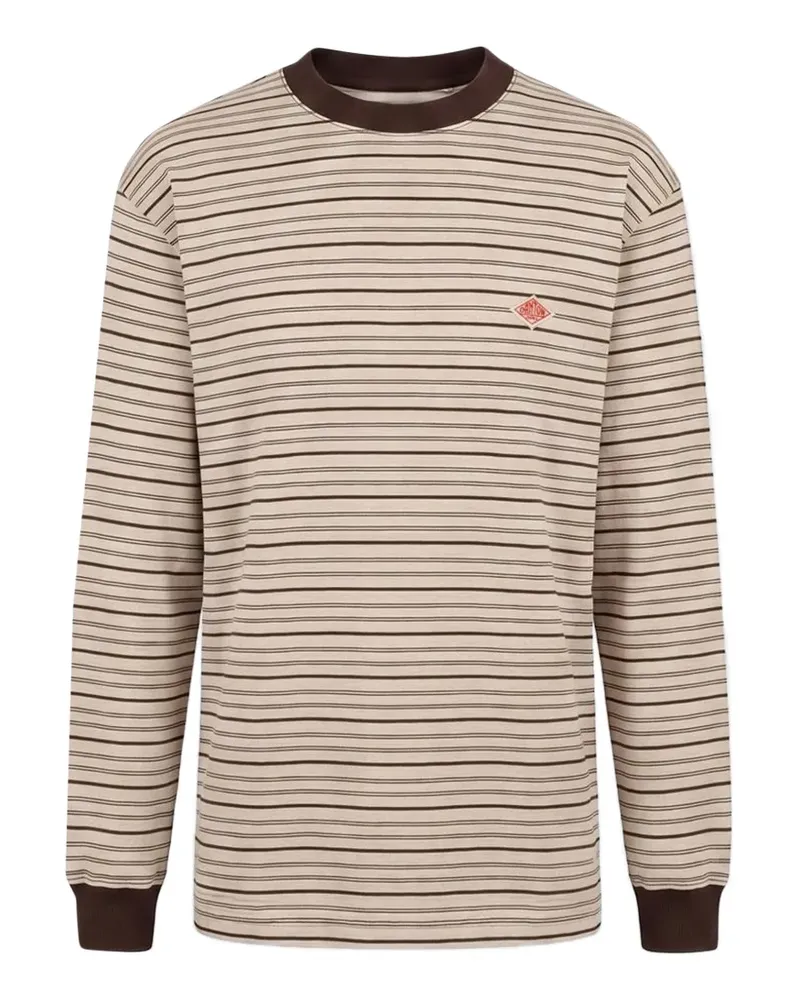 Danton Gestreiftes Langarmshirt - Nude Nude