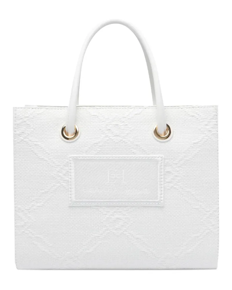 Elisabetta Franchi Tote Bag mit Logo-Applikation - Weiß Weiß