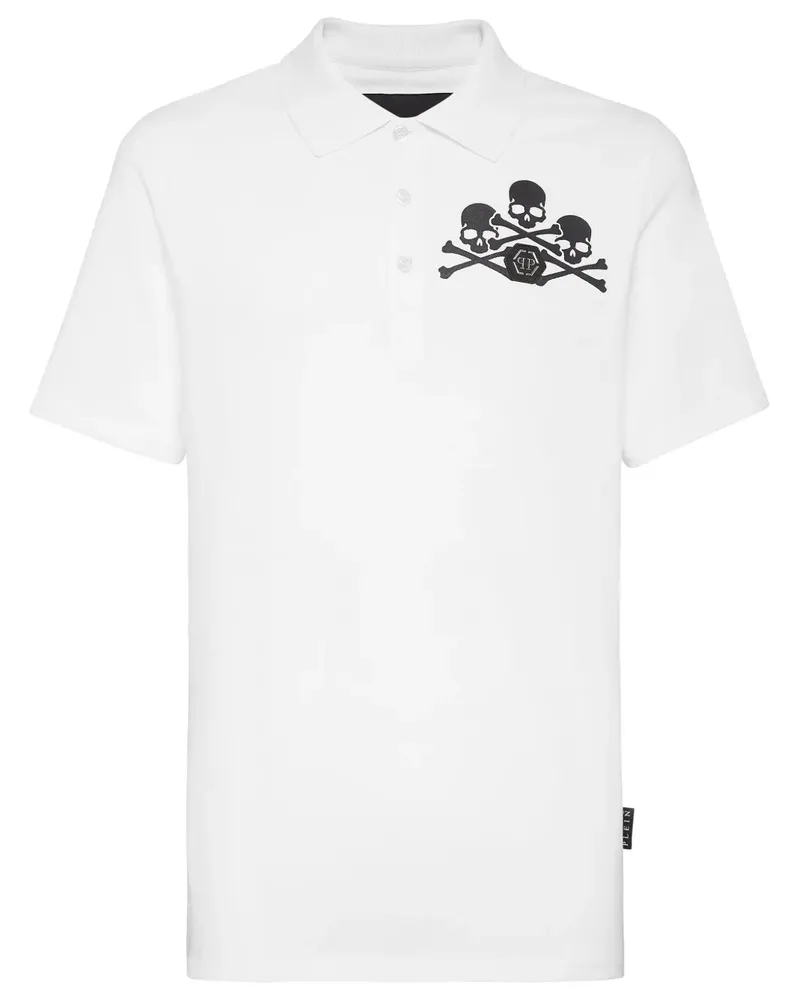 Philipp Plein Poloshirt mit Totenkopf - Weiß Weiß