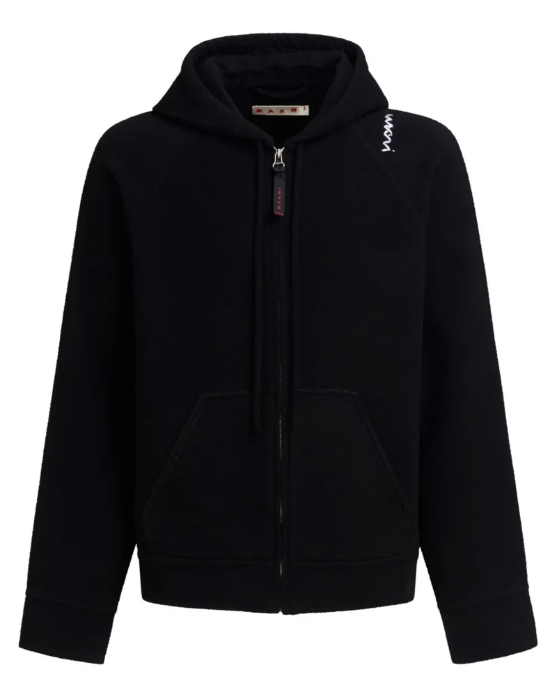 Marni Kapuzenjacke mit Logo-Stickerei - Schwarz Schwarz