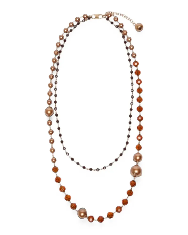 Max Mara double-strand necklace with large and small beads - gold Gold