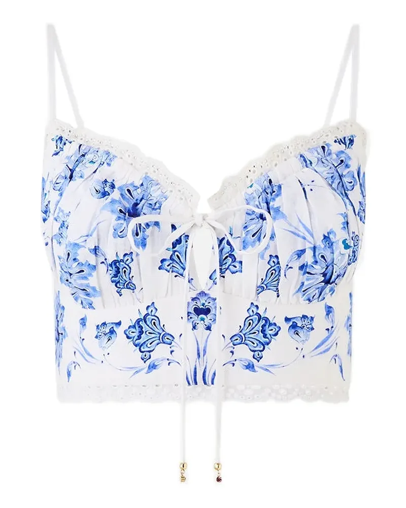 Camilla gathered floral-print bralette - Weiß Weiß