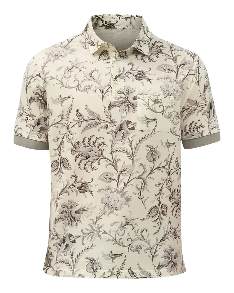 Etro floral-print pocket polo shirt - Nude Nude