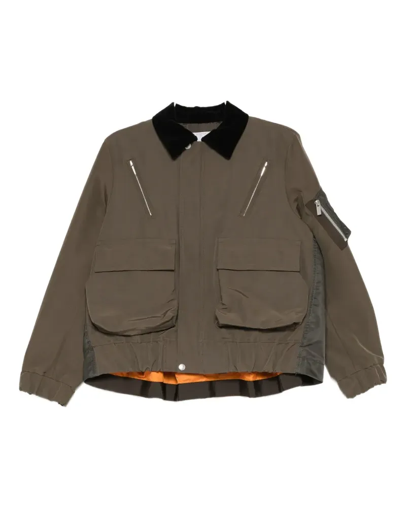 Sacai Jacke mit Samtkragen und Reißverschluss - Braun Braun