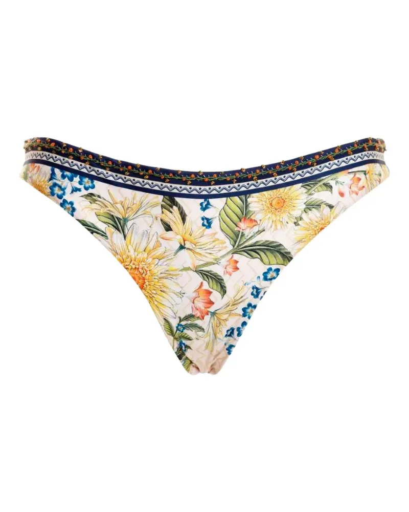 AGUA BENDITA Bikinihöschen mit Blumen-Print - Weiß Weiß