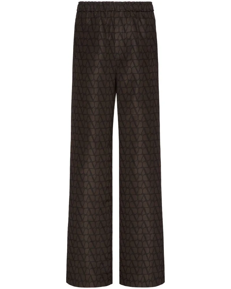 Valentino Garavani Wide-Leg-Hose mit VLOGO-Print - Braun Braun