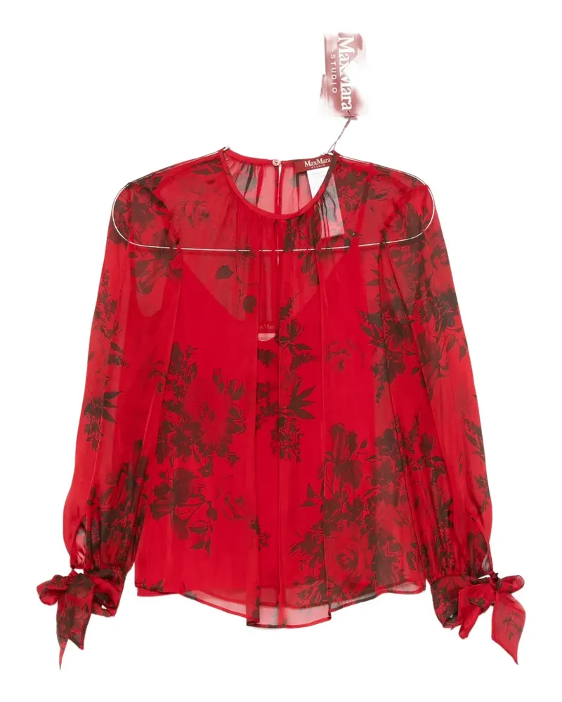 Max Mara floral-print tie-cuff blouse - Rot Rot