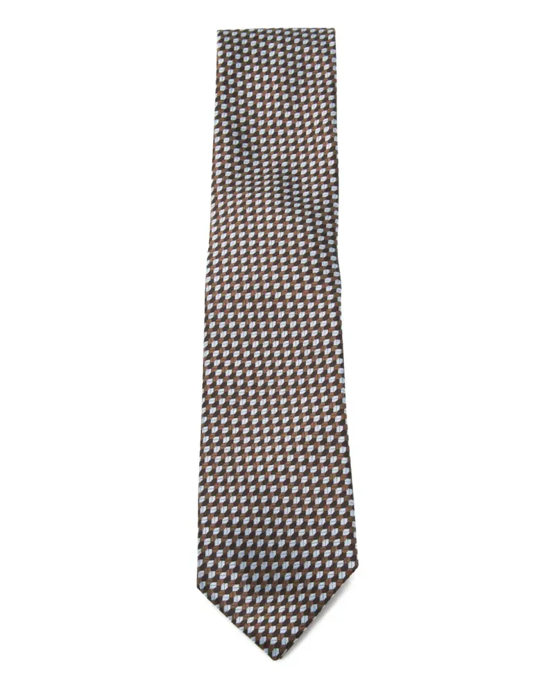 Ermenegildo Zegna Geometrisch gemusterte Krawatte - Braun Braun