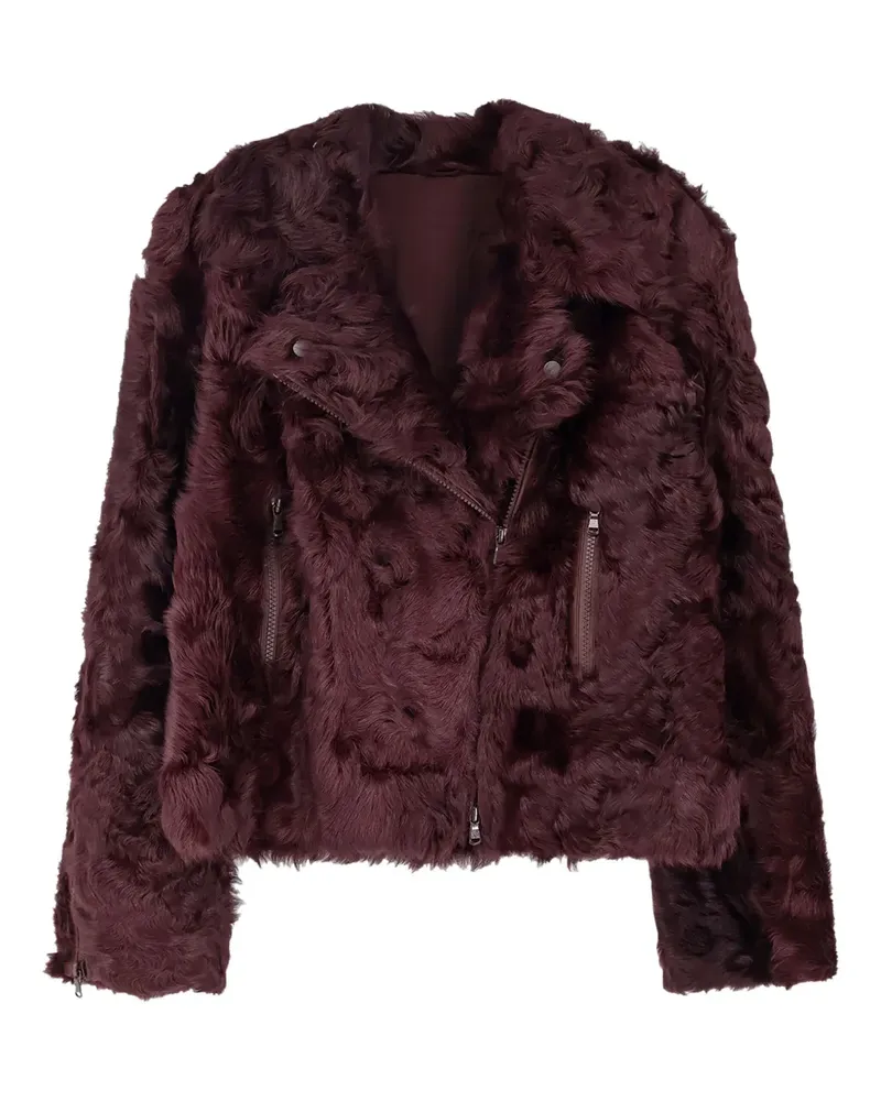 Brunello Cucinelli Jacke aus Shearling mit asymmetrischem Reißverschluss - Rot Rot