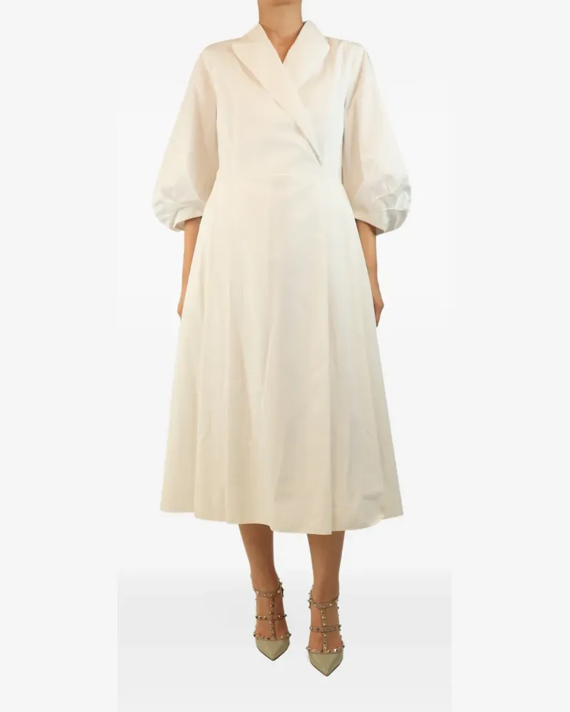 EMILIA WICKSTEAD Midikleid aus Baumwolle mit Puffärmeln - Weiß Weiß