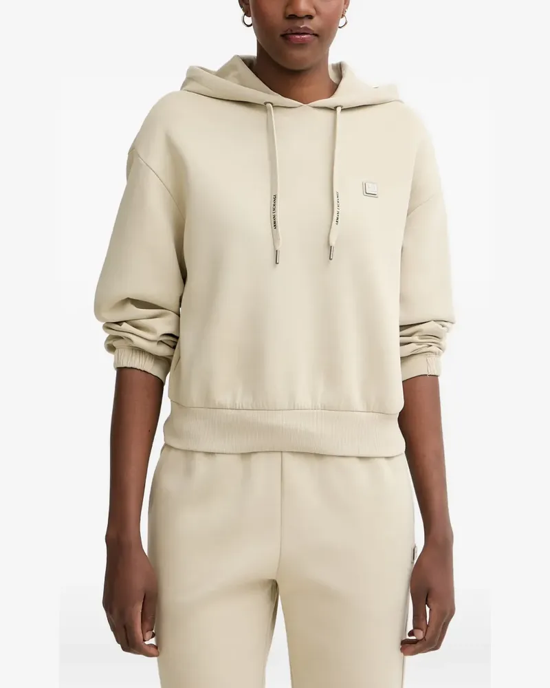 Armani Exchange logo-patch hoodie - Nude Nude