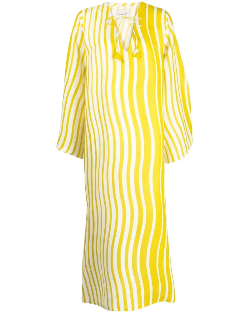 Bambah Gestreiftes Sicily Kaftankleid - Gelb Gelb