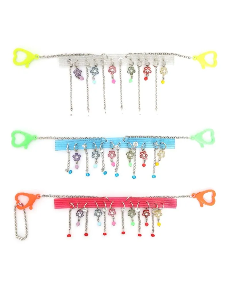 Amir Slama Taschenketten mit Blumendetail (3er-Set) - Silber Silber