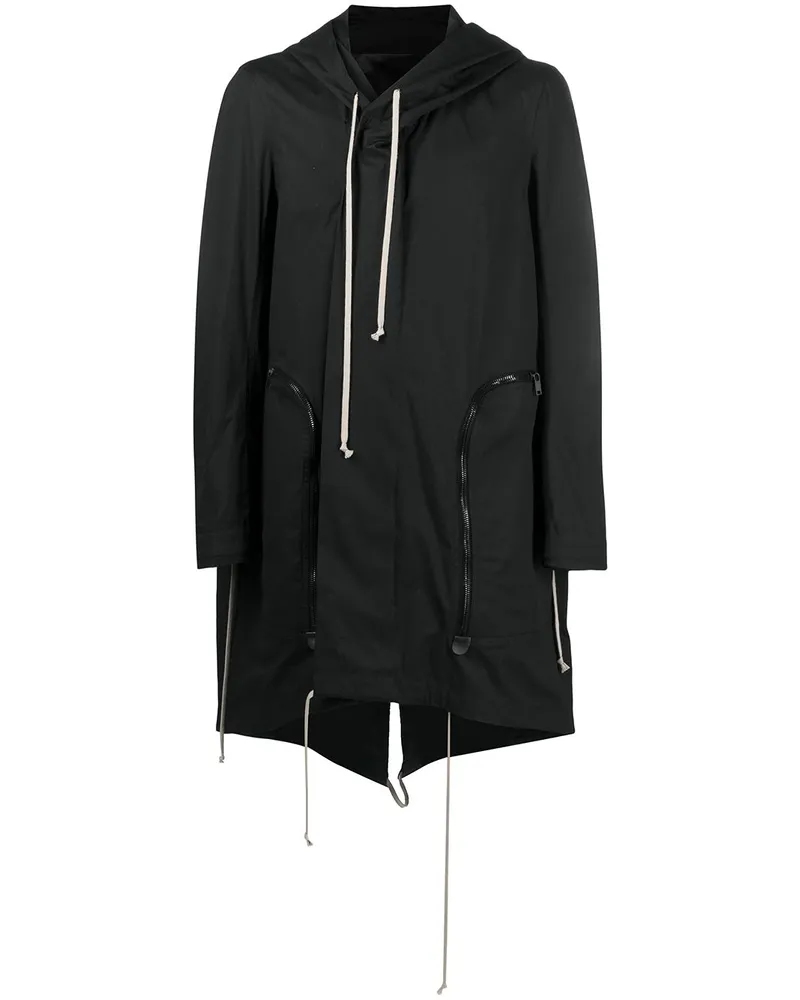 Rick Owens Kapuzenparka mit Oversized-Taschen - Schwarz Schwarz