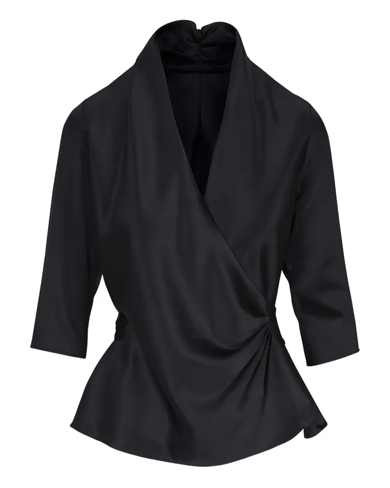 Peter Cohen Seidenoberteil mit Gürtel - Schwarz Schwarz