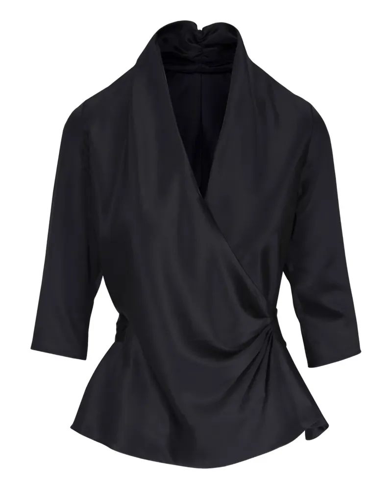 Peter Cohen Seidenoberteil mit Gürtel - Schwarz Schwarz