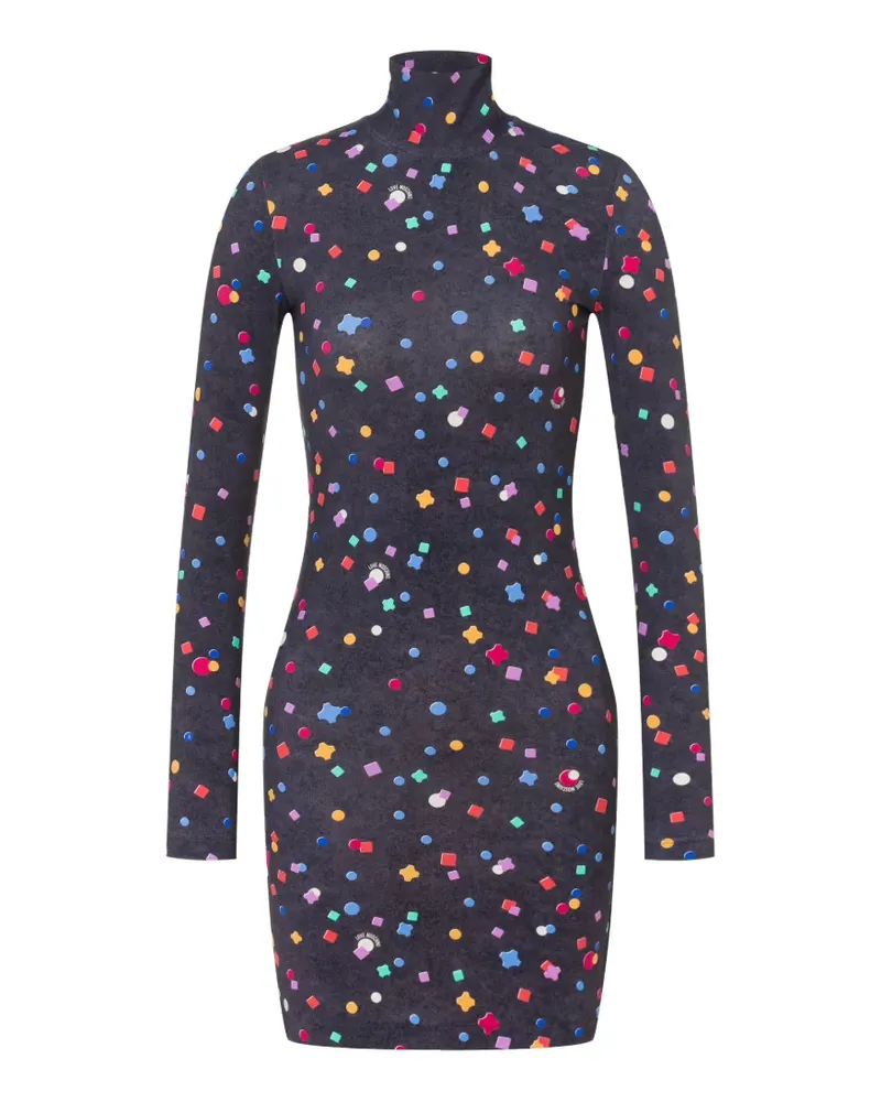 Moschino Kurzes Kleid aus Funktions-Jersey mit Print - Grau Grau