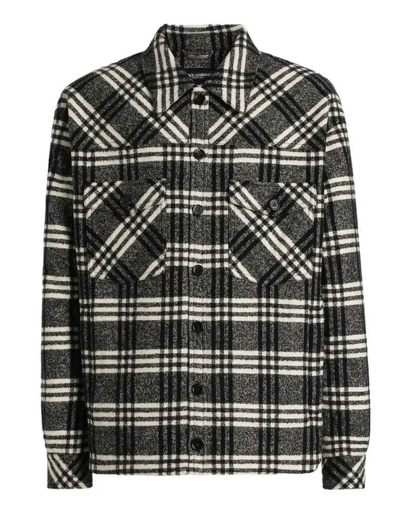 Dolce & Gabbana Hemdjacke mit Karomuster - Schwarz Schwarz
