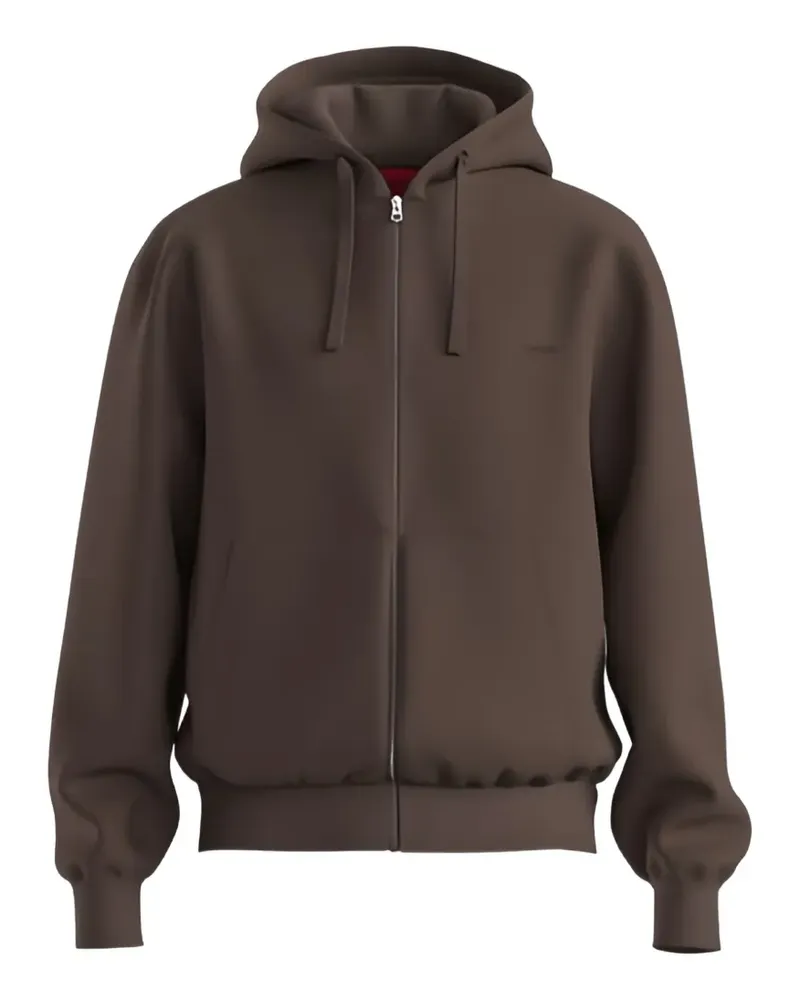 HUGO BOSS Frottee-Kapuzenjacke mit Logo-Print - Braun Braun