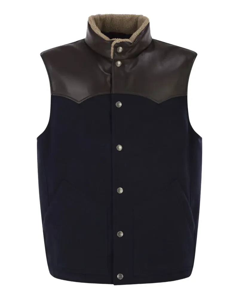 Brunello Cucinelli shearling-collar gilet - Blau Blau