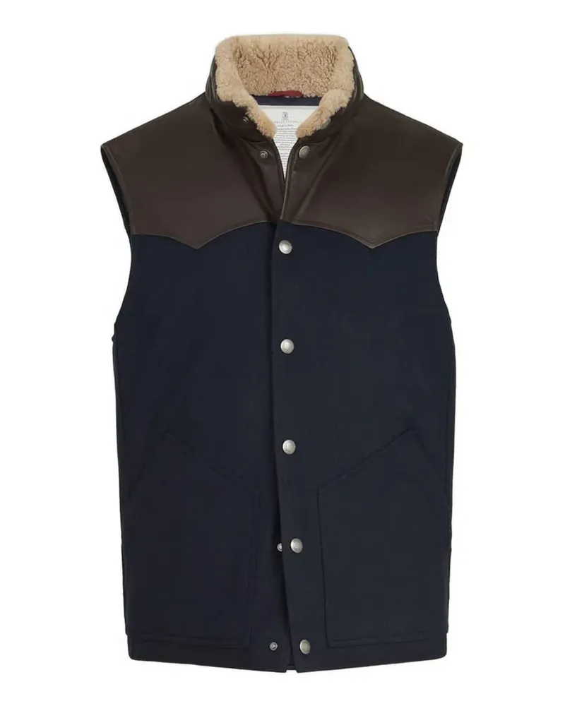 Brunello Cucinelli Weste mit Shearling-Kragen - Blau Blau