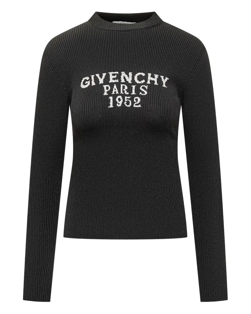 Givenchy Gerippter Jacquard-Pullover mit Logo - Schwarz Schwarz