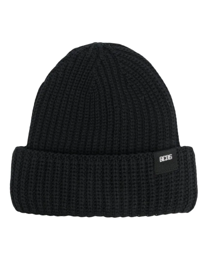 GCDS Giuly Beanie mit Logo-Patch Schwarz