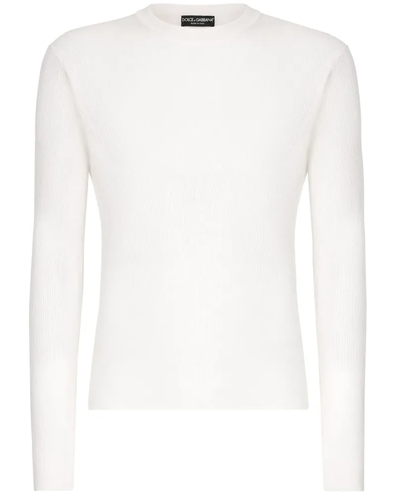 Dolce & Gabbana Gerippter Seidenpullover Weiß