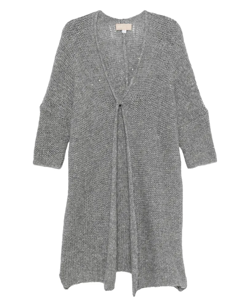 120% Lino sequin-embellished tie-front cardigan - Grau Grau